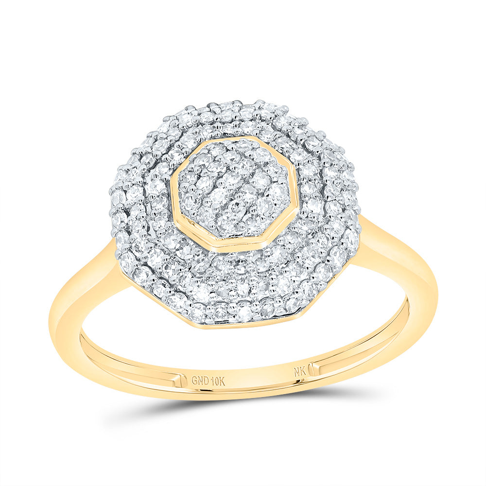 10K Yellow Gold 1/2 CTW-Natural Diamond Fashion Octagon Ring 2.19 Gram