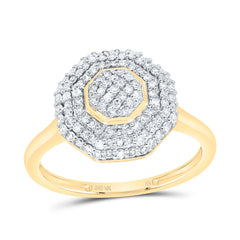10K Yellow Gold 1/2 CTW-Natural Diamond Fashion Octagon Ring 2.19 Gram