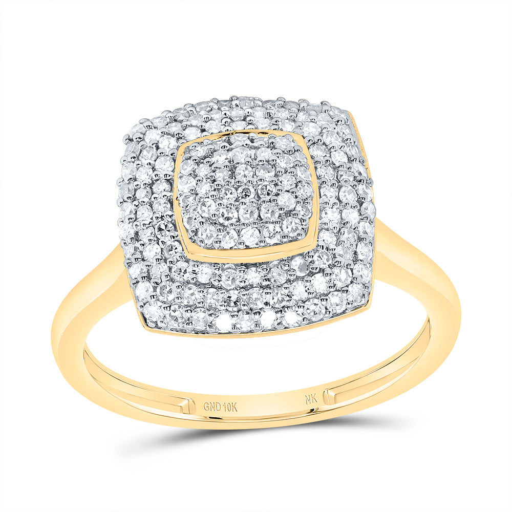 10K Yellow Gold 1/2 CTW-Natural Diamond Fashion Cushion Ring 2.07 Gram