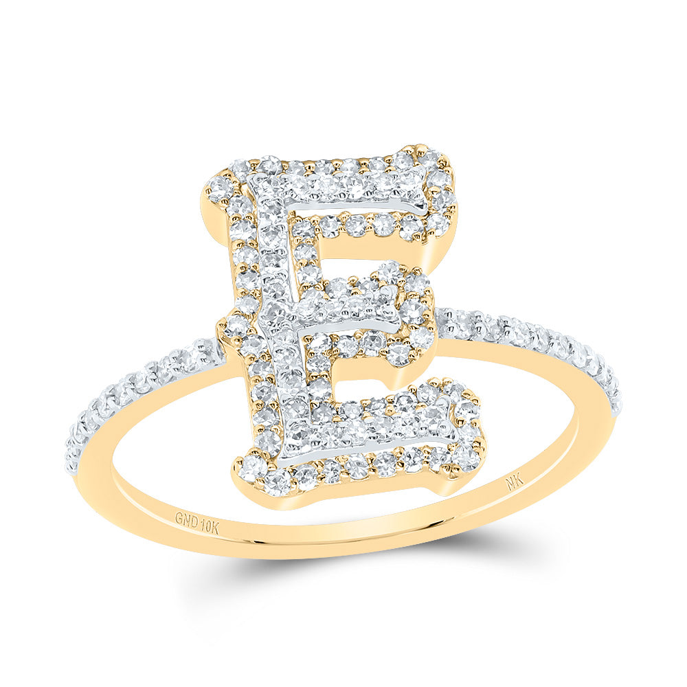 10K Yellow Gold 3/8 CTW-Natural Diamond Fashion Initial "E" Ladies Ring 2.09 Gram