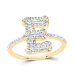 10K Yellow Gold 3/8 CTW-Natural Diamond Fashion Initial "E" Ladies Ring 2.09 Gram