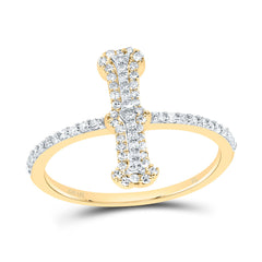 10K Yellow Gold 1/3 CTW-Natural Diamond Fashion Initial "I" Ladies Ring 1.53 Gram