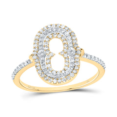 10K Yellow Gold 3/8 CTW-Natural Diamond Fashion Initial "O" Ladies Ring 1.84 Gram