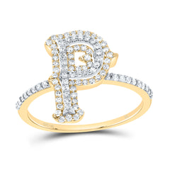 10K Yellow Gold 3/8 CTW-Natural Diamond Fashion Initial "P" Ladies Ring 1.92 Gram
