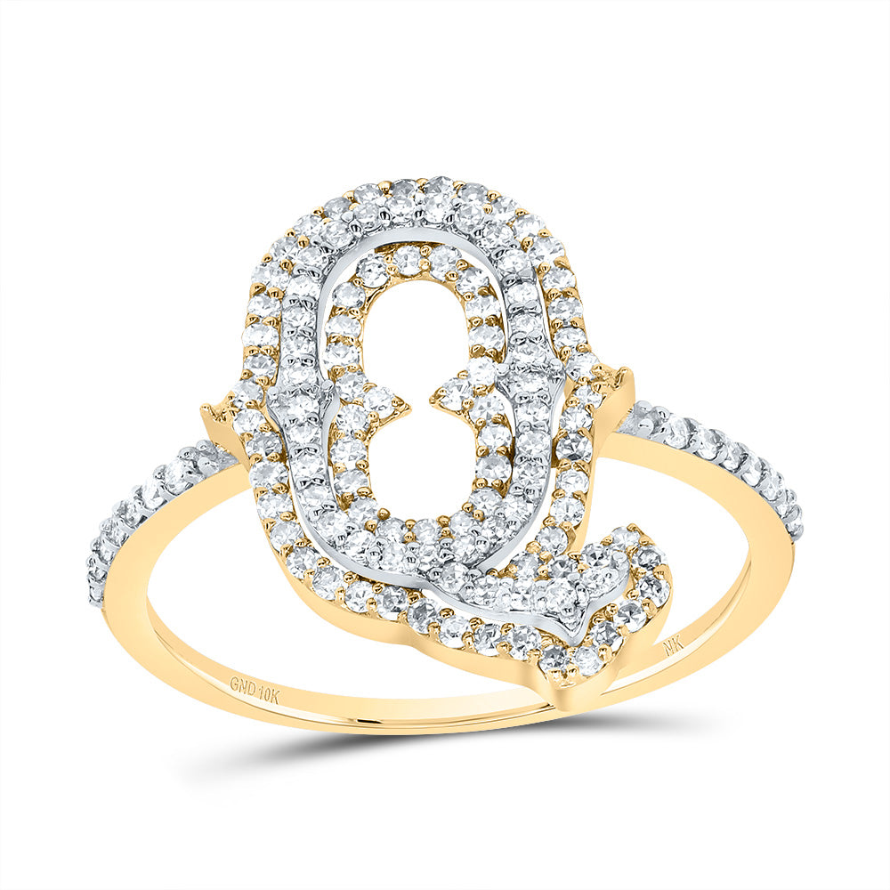 10K Yellow Gold 1/2 CTW-Natural Diamond Fashion Initial "Q" Ladies Ring 2.02 Gram