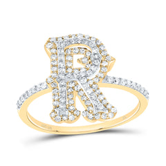10K Yellow Gold 1/2 CTW-Natural Diamond Fashion Initial "R" Ladies Ring 2.11 Gram