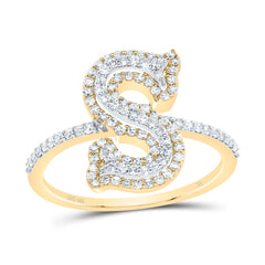 10K Yellow Gold 3/8 CTW-Natural Diamond Fashion Initial "S" Ladies Ring 2.10 Gram