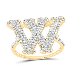10K Yellow Gold 5/8 CTW-Natural Diamond Fashion Initial "W" Ladies Ring 3.50 Gram