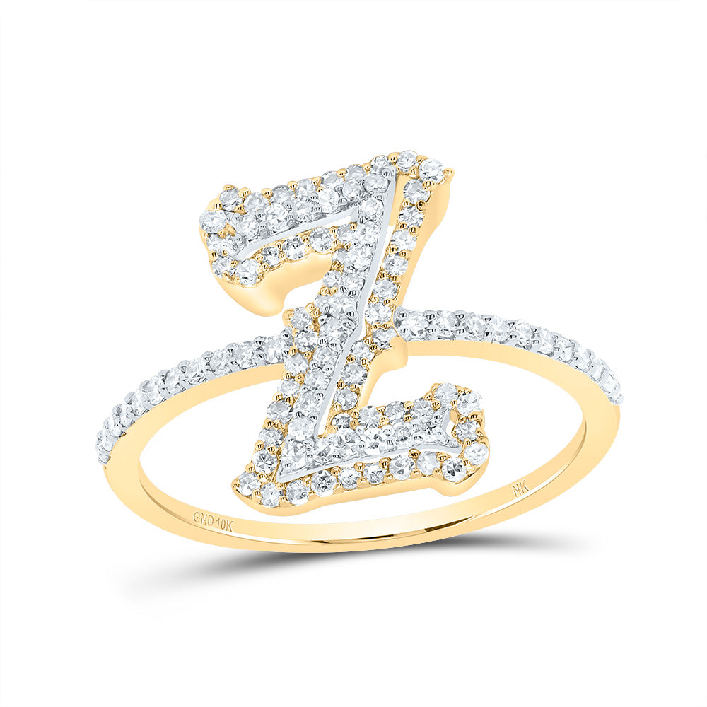 10K Yellow Gold 3/8 CTW-Natural Diamond Fashion Initial "Z" Ladies Ring 1.97 Gram