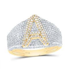 10K Yellow Gold 1 3/8 CTW-Natural Diamond Initial "A" Men'S Ring 4.17 Gram