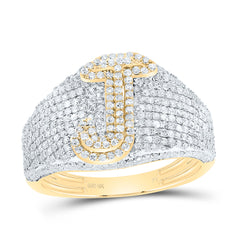 10K Yellow Gold 1 1/2 CTW-Natural Diamond Initial "J" Men'S Ring 4.25 Gram