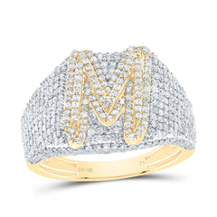 10K Yellow Gold 1 5/8 CTW-Natural Diamond Initial "M" Men'S Ring 4.72 Gram