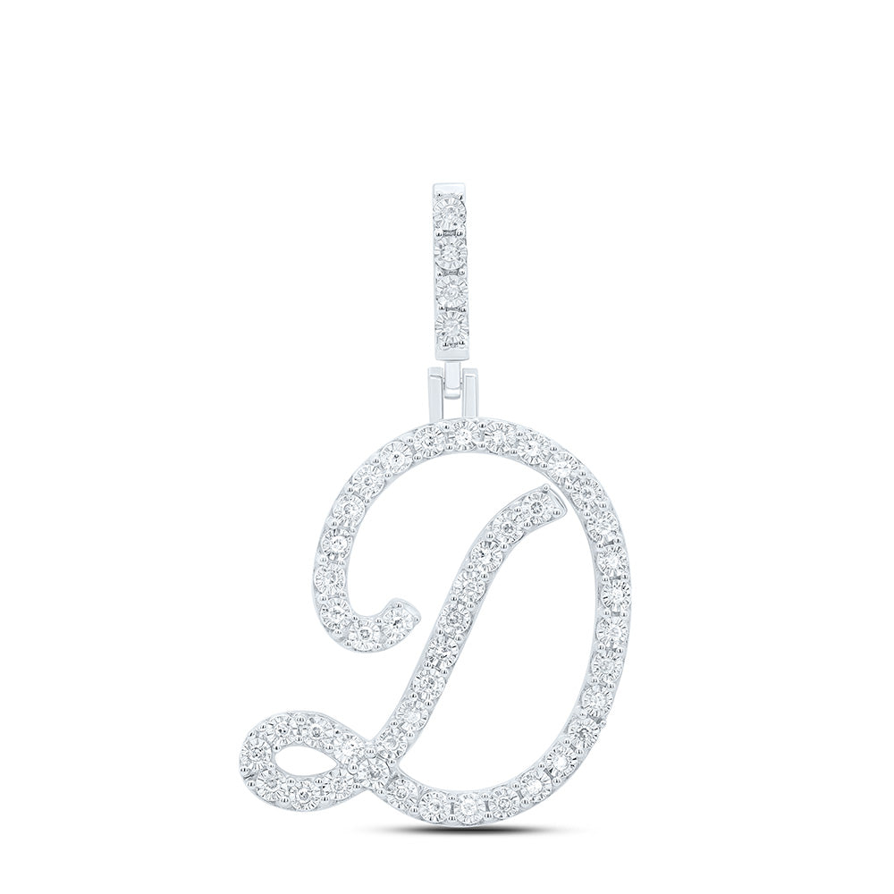 Sterling Silver 1/5 CTW-Natural Diamond Gift Initial "D" Pendant 2.62 Gram