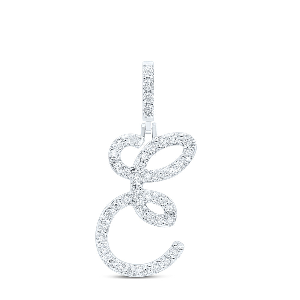 Sterling Silver 1/6 CTW-Natural Diamond Gift Initial "E" Pendant 2.05 Gram