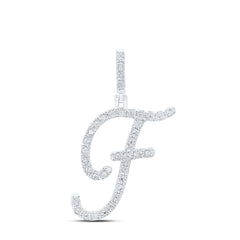 Sterling Silver 1/8 CTW-Natural Diamond Gift Initial "F" Pendant 1.88 Gram