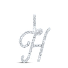 Sterling Silver 1/5 CTW-Natural Diamond Gift Initial "H" Pendant 2.35 Gram