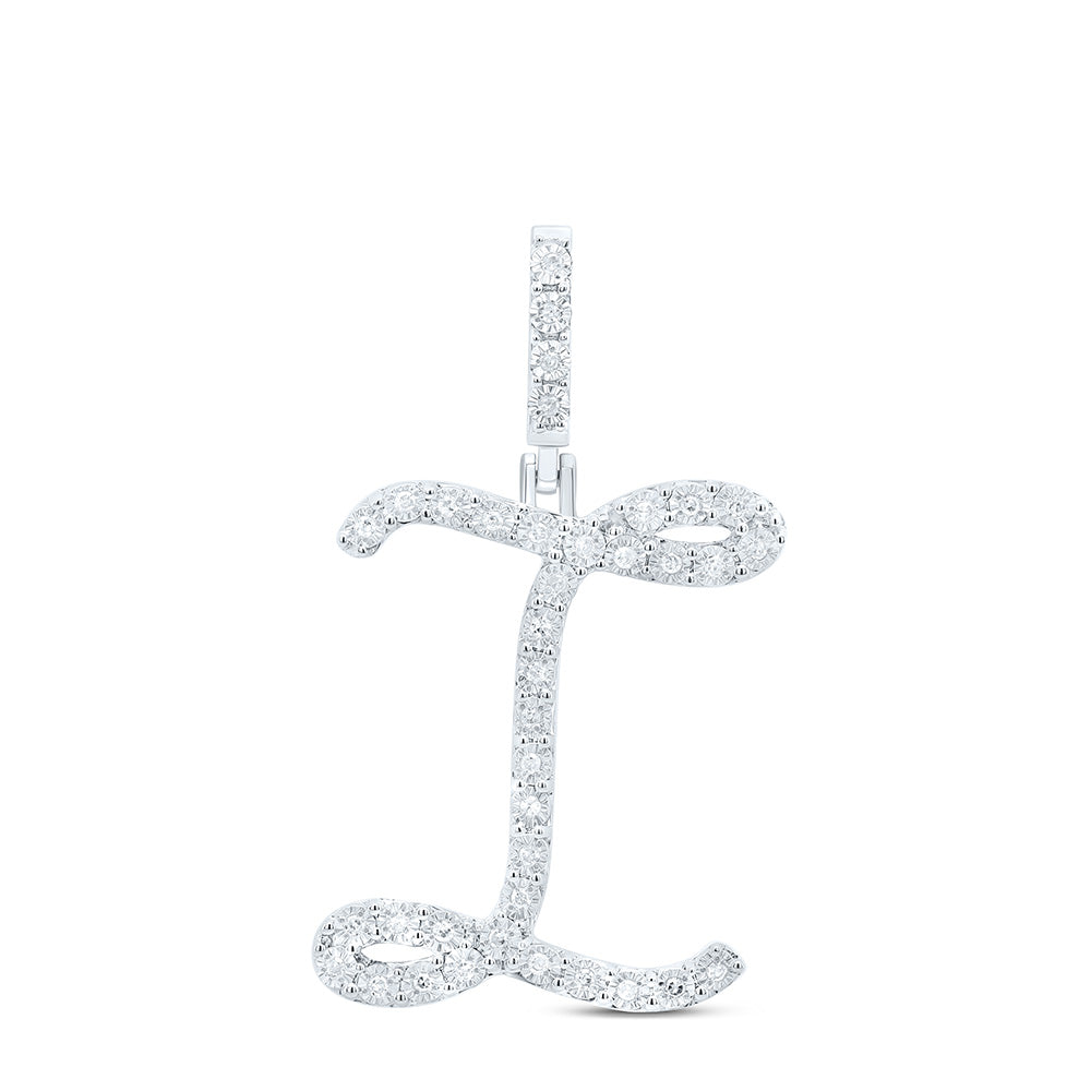 Sterling Silver 1/8 CTW-Natural Diamond Gift Initial "I" Pendant 1.83 Gram