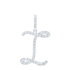 Sterling Silver 1/8 CTW-Natural Diamond Gift Initial "I" Pendant 1.83 Gram