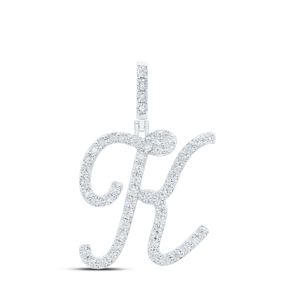 Sterling Silver 1/5 CTW-Natural Diamond Gift Initial "K" Pendant 2.54 Gram