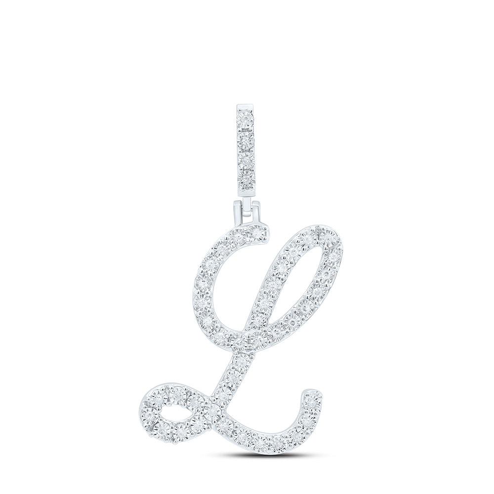 Sterling Silver 1/5 CTW-Natural Diamond Gift Initial "L" Pendant 2.05 Gram