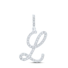 Sterling Silver 1/5 CTW-Natural Diamond Gift Initial "L" Pendant 2.05 Gram