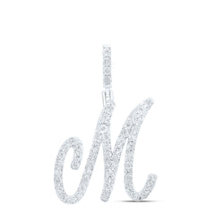 Sterling Silver 1/5 CTW-Natural Diamond Gift Initial "M" Pendant 2.24 Gram