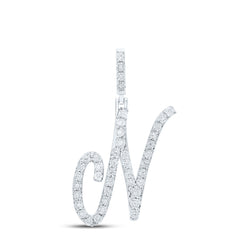 Sterling Silver 1/6 CTW-Natural Diamond Gift Initial "N" Pendant 2.13 Gram