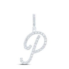 Sterling Silver 1/8 CTW-Natural Diamond Gift Initial "P" Pendant 1.90 Gram