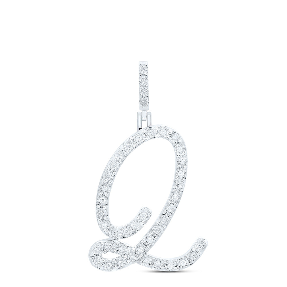 Sterling Silver 1/6 CTW-Natural Diamond Gift Initial "Q" Pendant 2.29 Gram