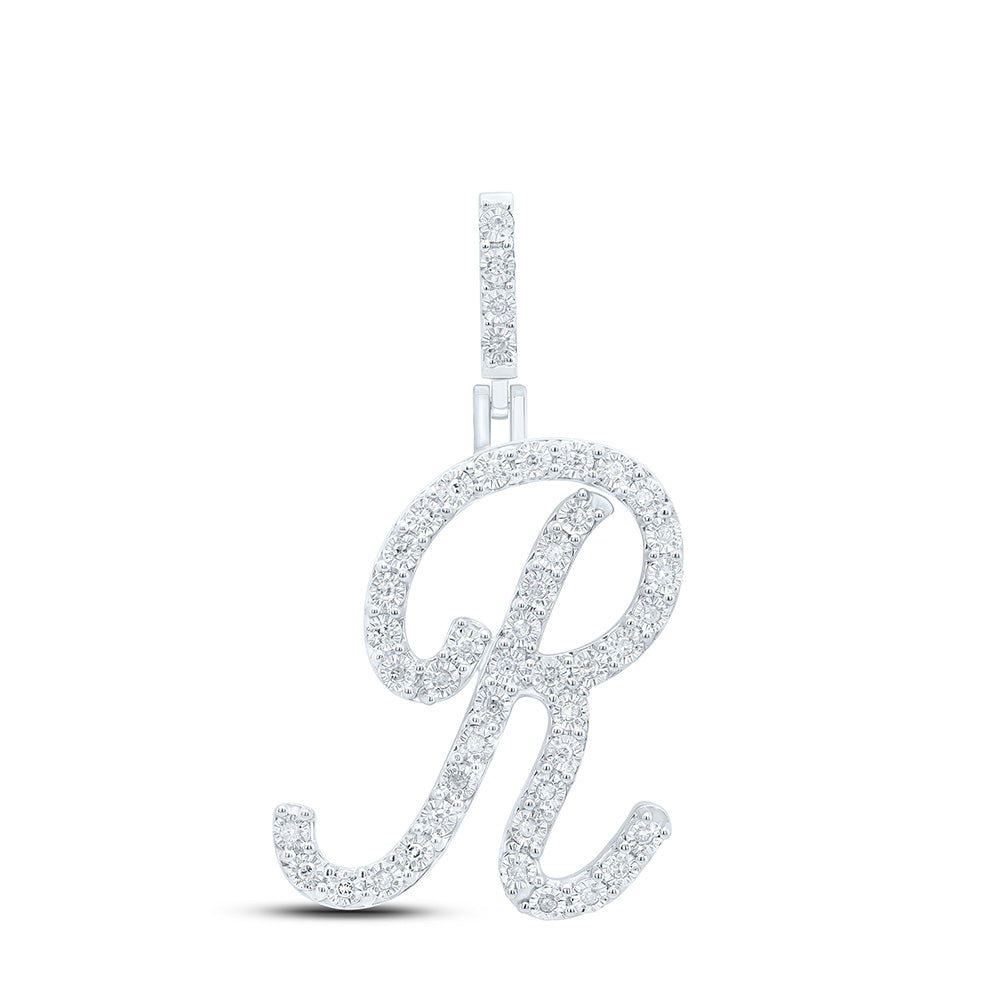 Sterling Silver 1/5 CTW-Natural Diamond Gift Initial "R" Pendant 2.37 Gram