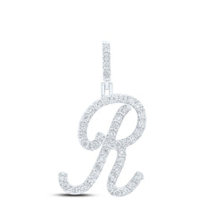 Sterling Silver 1/5 CTW-Natural Diamond Gift Initial "R" Pendant 2.37 Gram