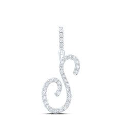 Sterling Silver 1/8 CTW-Natural Diamond Gift Initial "S" Pendant 1.76 Gram