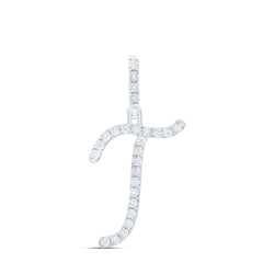 Sterling Silver 1/10 CTW-Natural Diamond Gift Initial "T" Pendant 1.37 Gram
