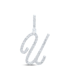 Sterling Silver 1/5 CTW-Natural Diamond Gift Initial "U" Pendant 2.28 Gram