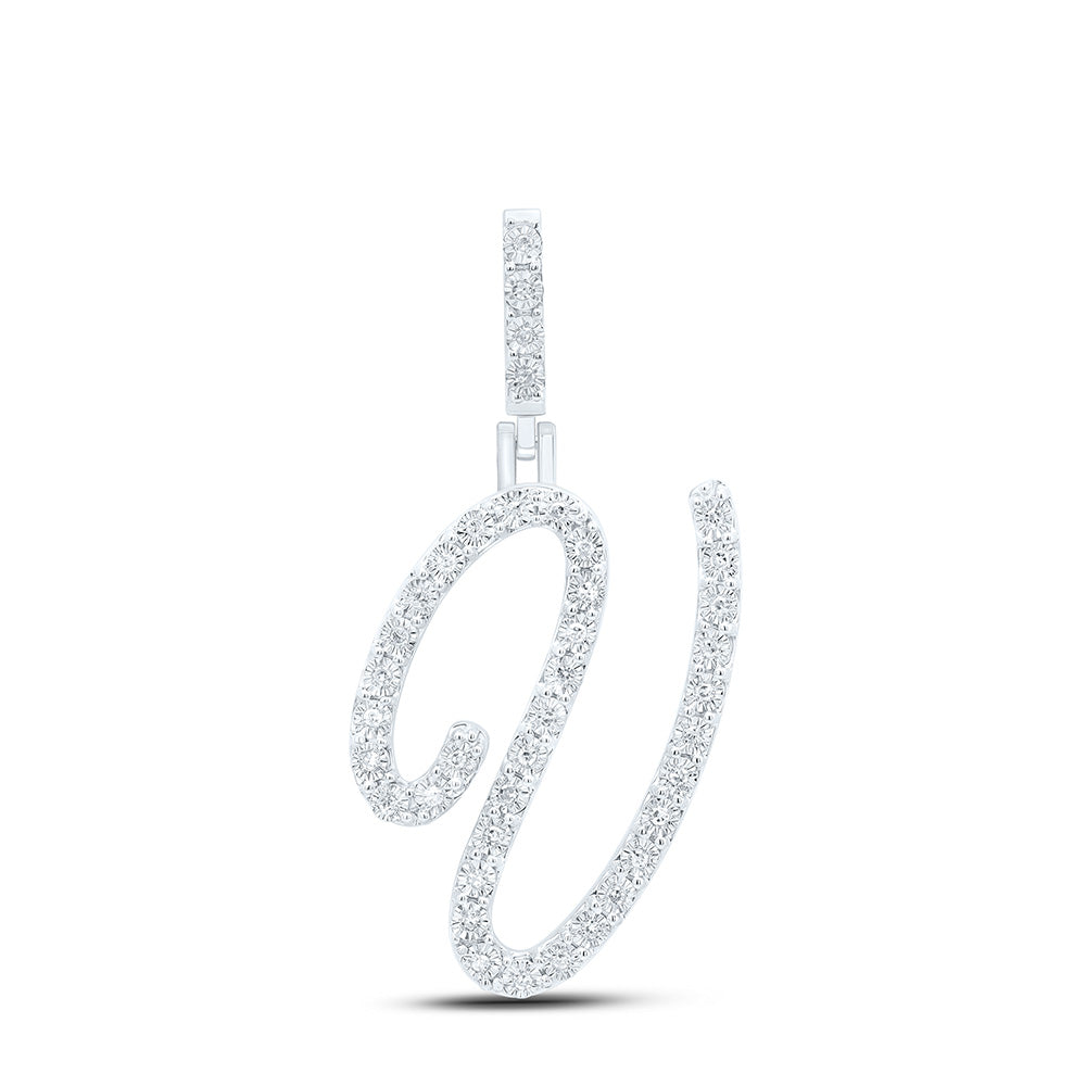 Sterling Silver 1/6 CTW-Natural Diamond Gift Initial "V" Pendant 1.96 Gram