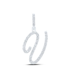 Sterling Silver 1/6 CTW-Natural Diamond Gift Initial "V" Pendant 1.96 Gram