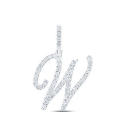 Sterling Silver 1/5 CTW-Natural Diamond Gift Initial "W" Pendant 2.56 Gram
