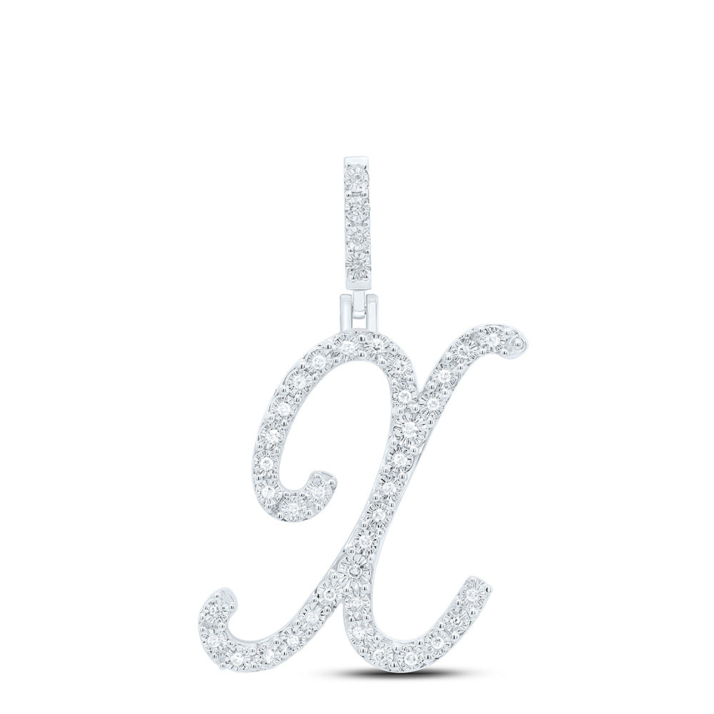 Sterling Silver 1/6 CTW-Natural Diamond Gift Initial "X" Pendant 2.03 Gram