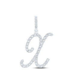 Sterling Silver 1/6 CTW-Natural Diamond Gift Initial "X" Pendant 2.03 Gram