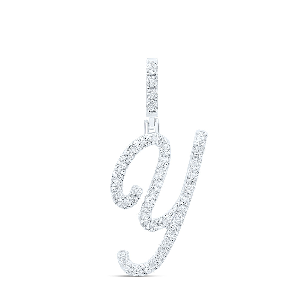 Sterling Silver 1/8 CTW-Natural Diamond Gift Initial "Y" Pendant 1.81 Gram