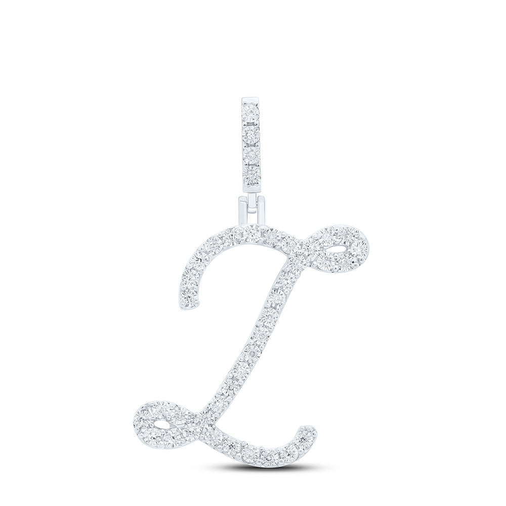 Sterling Silver 1/6 CTW-Natural Diamond Gift Initial "Z" Pendant 1.88 Gram