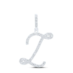 Sterling Silver 1/6 CTW-Natural Diamond Gift Initial "Z" Pendant 1.88 Gram