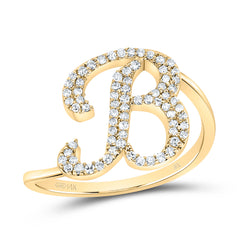 14K Yellow Gold 1/4 CTW-Natural Diamond Gift Initial "B" Ring 2.39 Gram