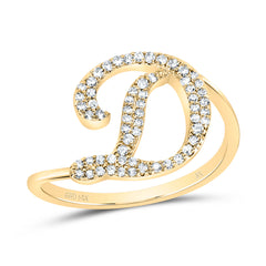 14K Yellow Gold 1/5 CTW-Natural Diamond Gift Initial "D" Ring 2.03 Gram