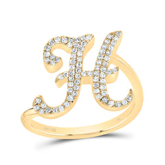 14K Yellow Gold 1/4 CTW-Natural Diamond Gift Initial "H" Ring 2.38 Gram