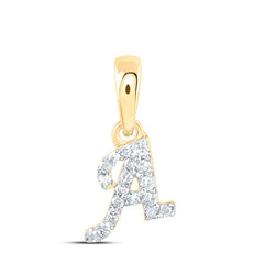 10K Yellow Gold 1/20 CTW-Natural Diamond Gift Initial "A" Pendant 0.25 Gram
