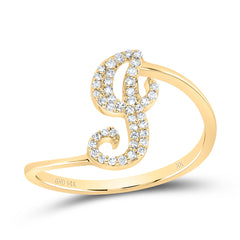 14K Yellow Gold 1/8 CTW-Natural Diamond Gift Initial "J" Ring 1.64 Gram