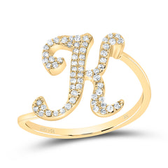 14K Yellow Gold 1/5 CTW-Natural Diamond Gift Initial "K" Ring 2.22 Gram