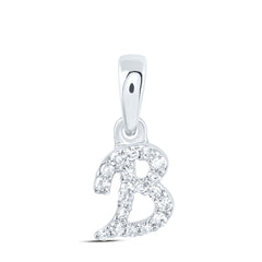 10K White Gold 1/20 CTW-Natural Diamond Gift Initial "B" Pendant 0.26 Gram
