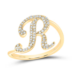 14K Yellow Gold 1/5 CTW-Natural Diamond Gift Initial "R" Ring 1.98 Gram